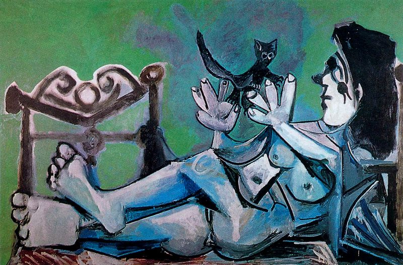 Пабло Пикассо. Лежащая обнаженная с котом
