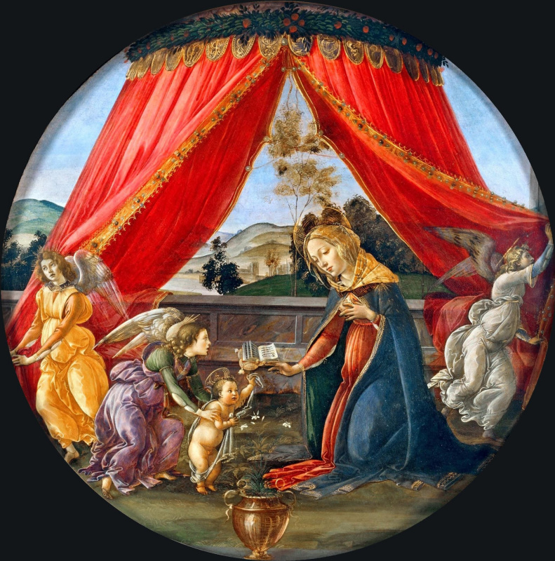 Сандро Боттичелли. Мадонна с младенцем и тремя ангелами (Мадонна дель Падильоне)