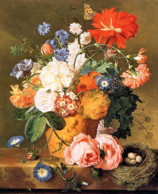 Ян ван Хейсум. Цветы в терракотовой вазе