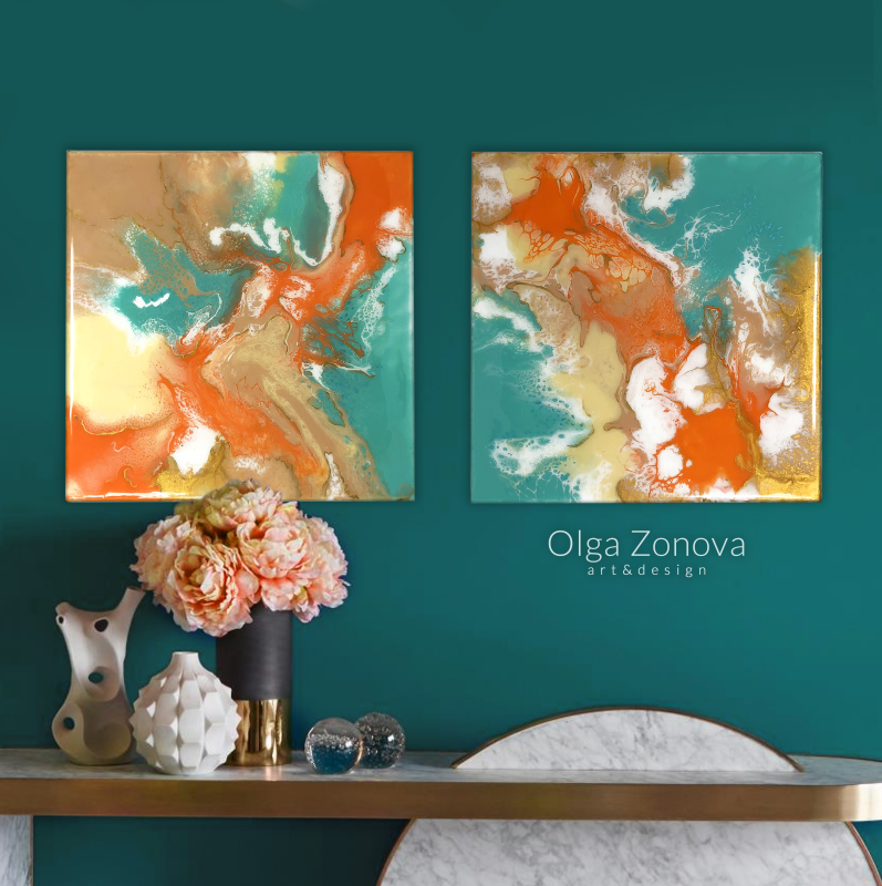 Olga Zonova. Orange Aqua Beige
