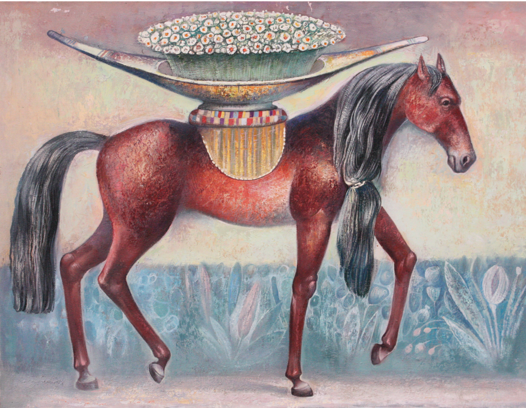 Эмзар Хабулиани. Лошадь с цветами