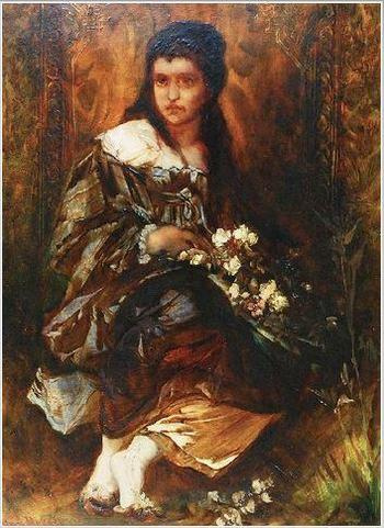 Ганс Макарт. Сидящая девушка с цветами