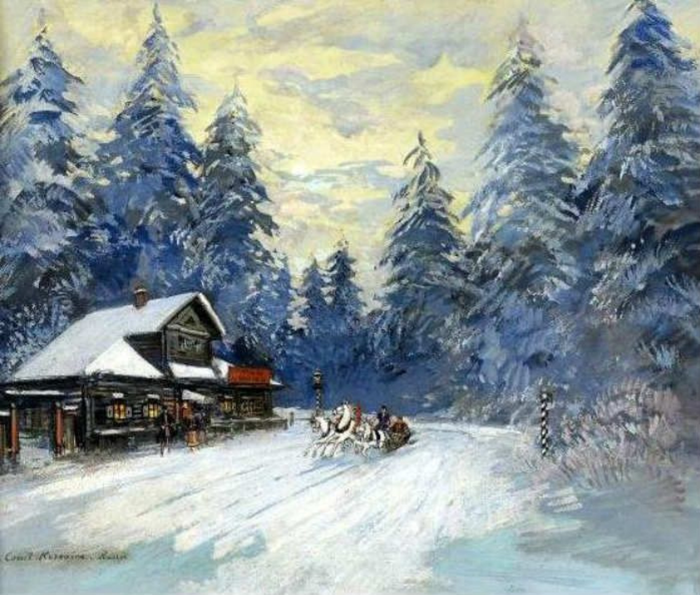Константин Алексеевич Коровин - Тройка, 1930, 47×39 см: Описание