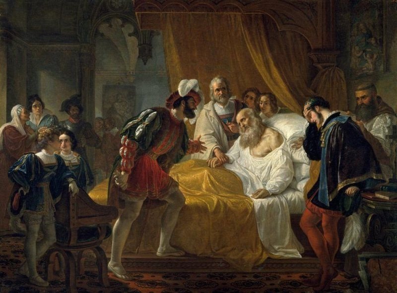 Чезаре Муссини. Франциск I, король Франции, у постели умирающего Леонардо да Винчи