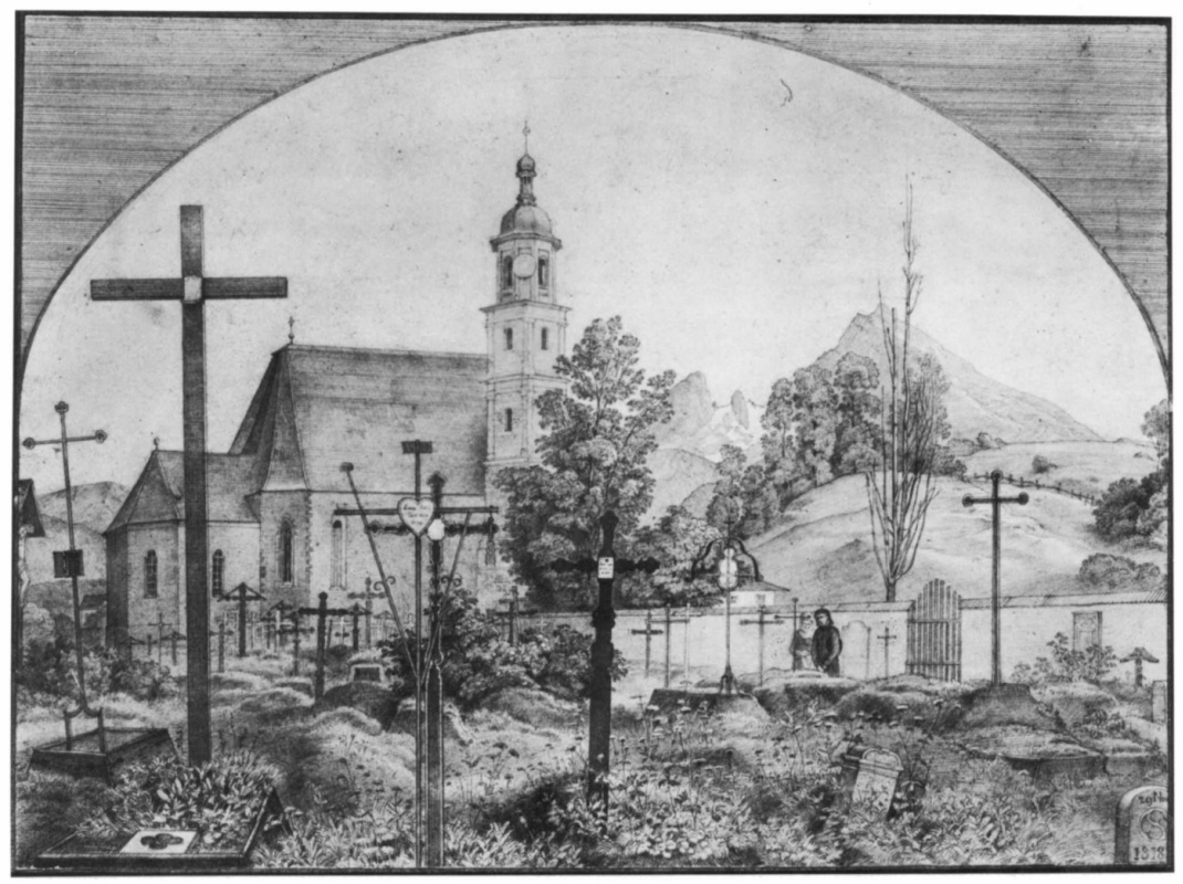 Фердинанд Оливье. Кладбище Францисканской церкви в Берхтесгадене в епископстве Зальцбург
