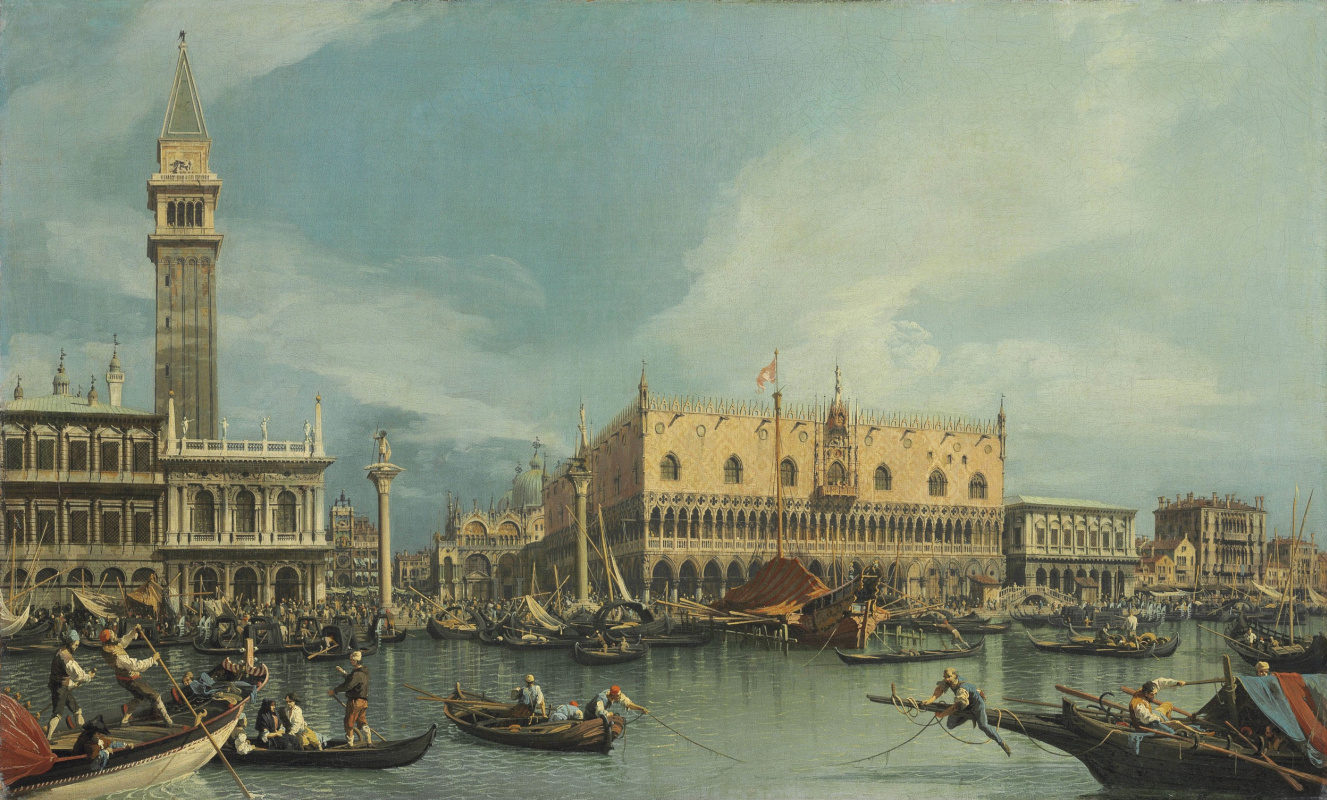 Джованни Антонио Каналь (Каналетто). Венеция. Дворец дожей и библиотека, вид от собора Святого Марка