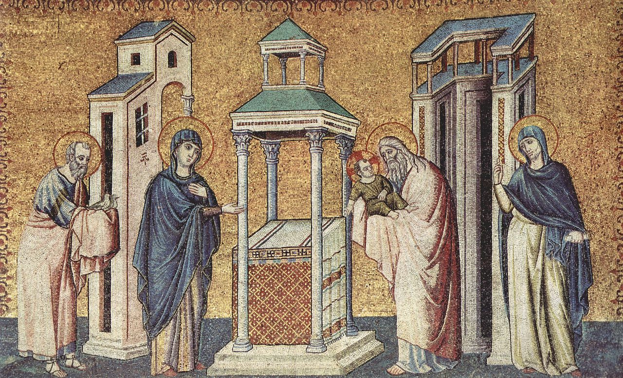 Пьетро Каваллини. Представление младенца Иисуса в храме. Цикл мозаик со сценами из жизни Марии