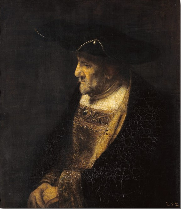 Рембрандт Харменс ван Рейн. Портрет мужчины в шляпе, украшенной жемчугом