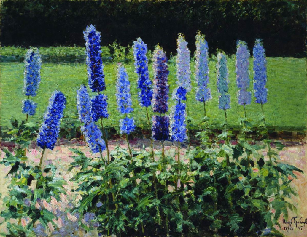 igor grabar in the garden a bed of delphiniums