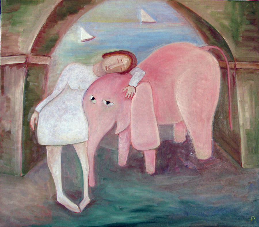 Svyatoslav Святослав Ryabkin Рябкин. A girl and a pink elephant Девушка и розовый слоник