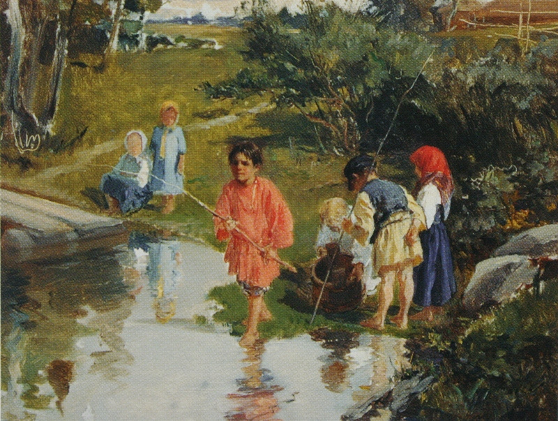 Илларион Михайлович Прянишников. «Ребятишки-рыбачки. Эскиз» 1882