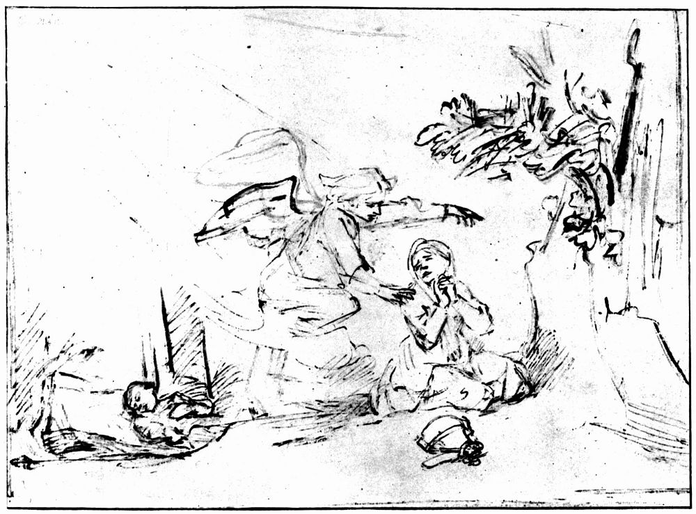 Рембрандт Харменс ван Рейн. Ангел указывает Агари спасительный источник