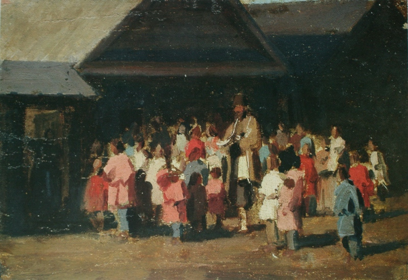 Илларион Михайлович Прянишников. «Приход офени на село. Этюд» 1870-е