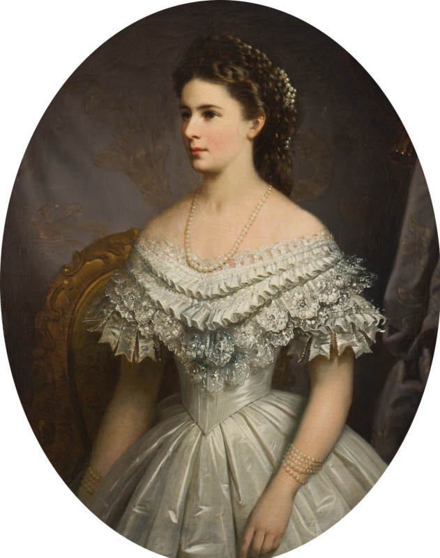 Елизавета Баварская в жемчужном ожерелье, 1854 г.