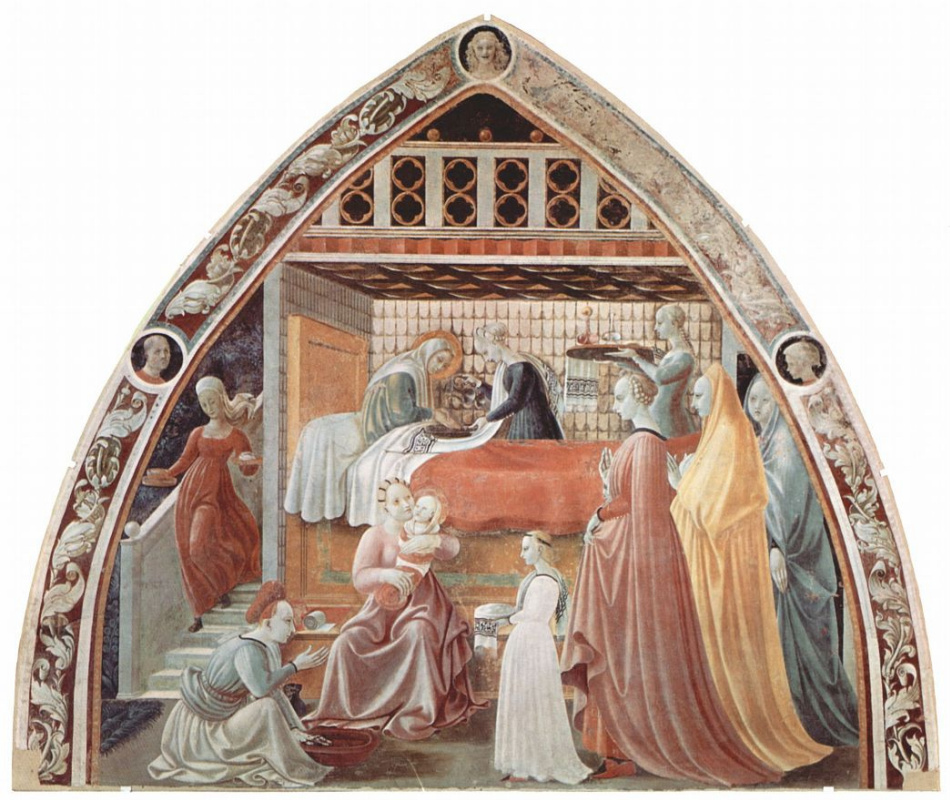 Паоло Уччелло. Фрески собора в Прато, сцена: Рождение Марии