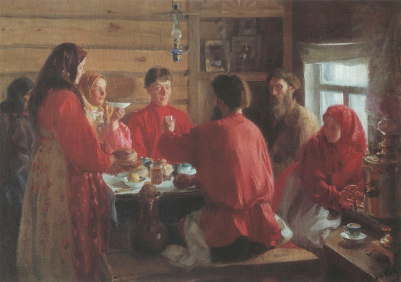 Иван Семенович Куликов. В крестьянской избе. 1902