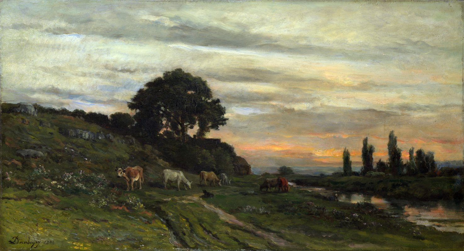 Шарль-Франсуа Добиньи. Пейзаж с крупным рогатым скотом