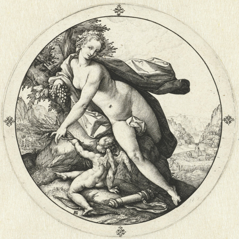 Хендрик Гольциус. Венера и Амур. 1588-1590  резцовая гравюра