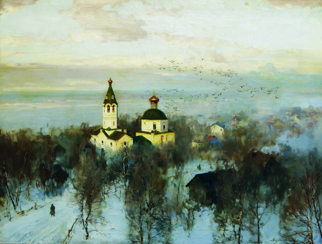 Андрей Николаевич Шильдер. Пейзаж с белой церквью