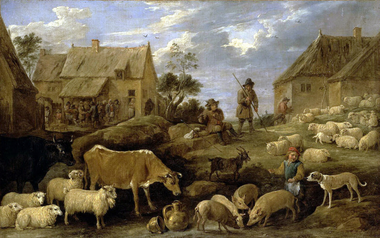 Давид Тенирс Младший. Пейзаж с пастухами и стадом