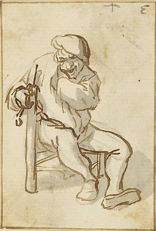 Адриан Янс ван Остаде. Крестьянин с трубкой, сидящий на стуле
