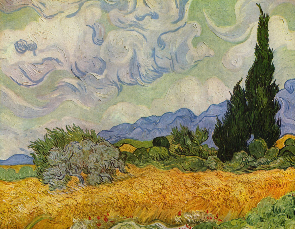 Винсент Ван Гог. Пшеничное поле с кипарисами (вариант)