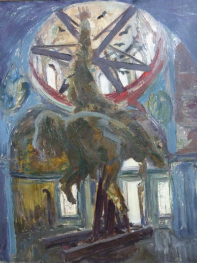 Николай Николаевич Антипин. Разрушенная церковь под Абрамцево с памятником Салават-Юллаева