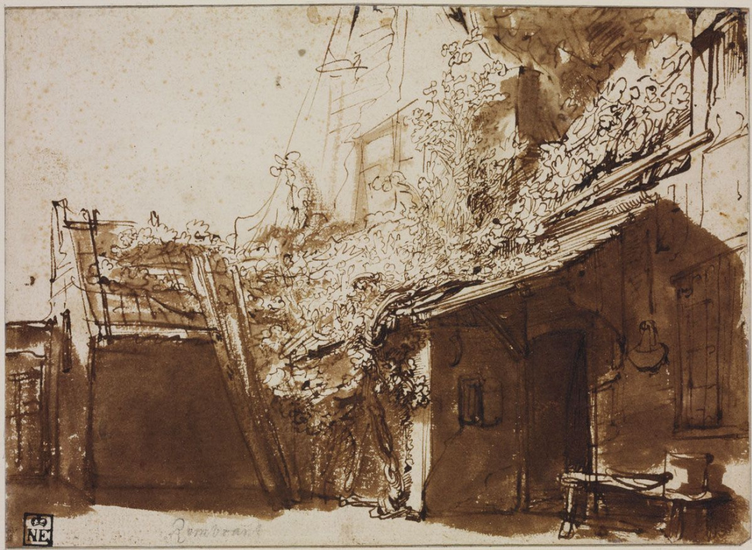 Рембрандт Харменс ван Рейн. Крестьянский дом в тени и свете