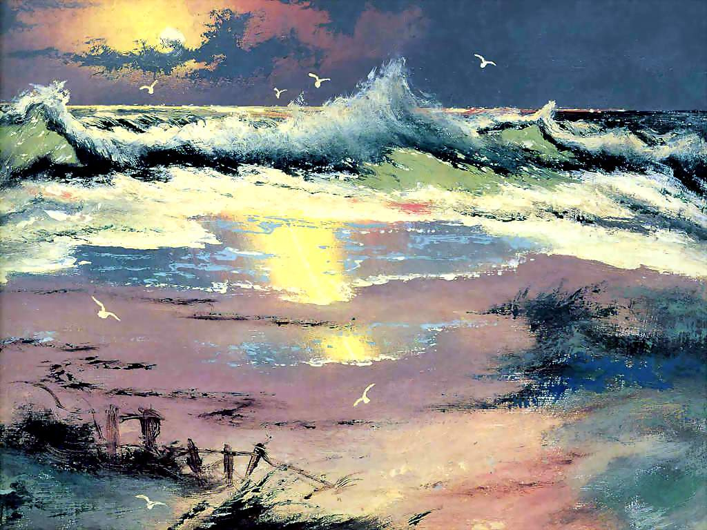 Вилли Дэниелс. Морской пейзаж на закате