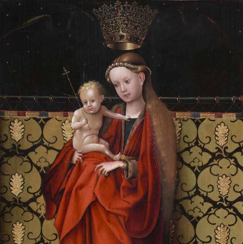 Стефан Лохнер. Мадонна, Коронованная ангелами. Около 1450  деталь