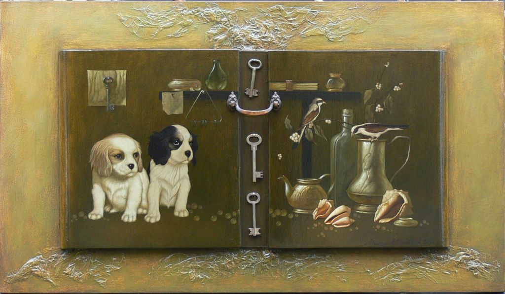 Александр Мельников. Натюрморт со щенками.  2010