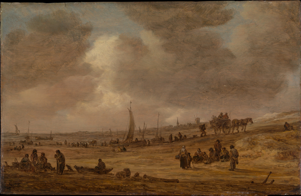 Ян ван Гойен. Пляж с рыболовными судами