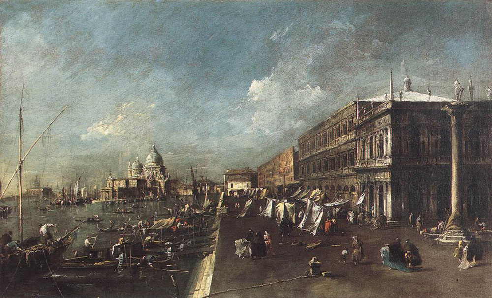 Франческо Гварди. Вид на Мол с книжной лавкой в Венеции