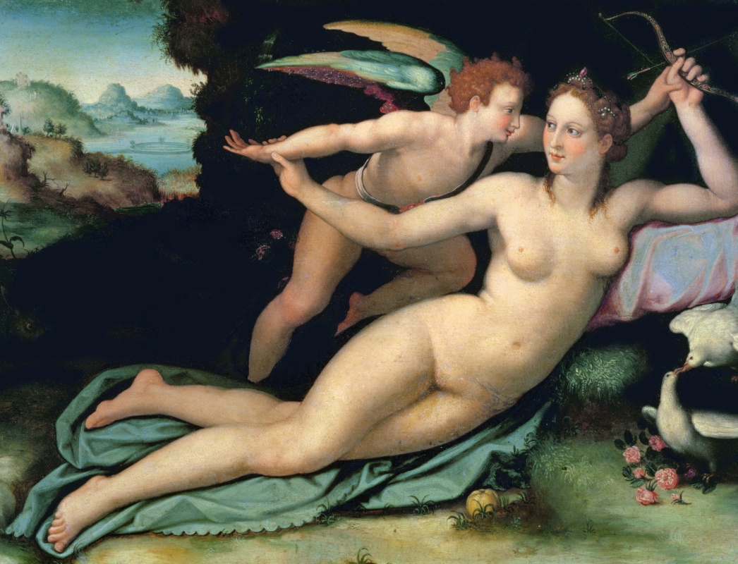 Алессандро Аллори. Венера обезоруживает Амура. Около 1570