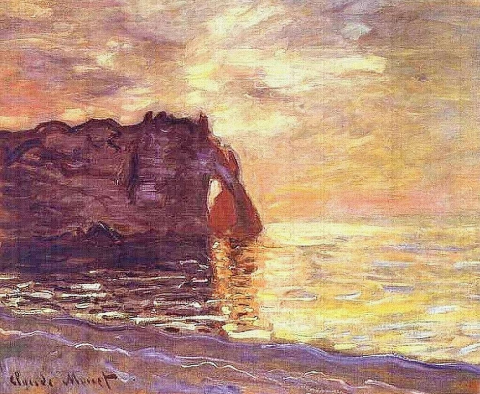 Claude Monet. Etretat, cliff of d Aval Sunset