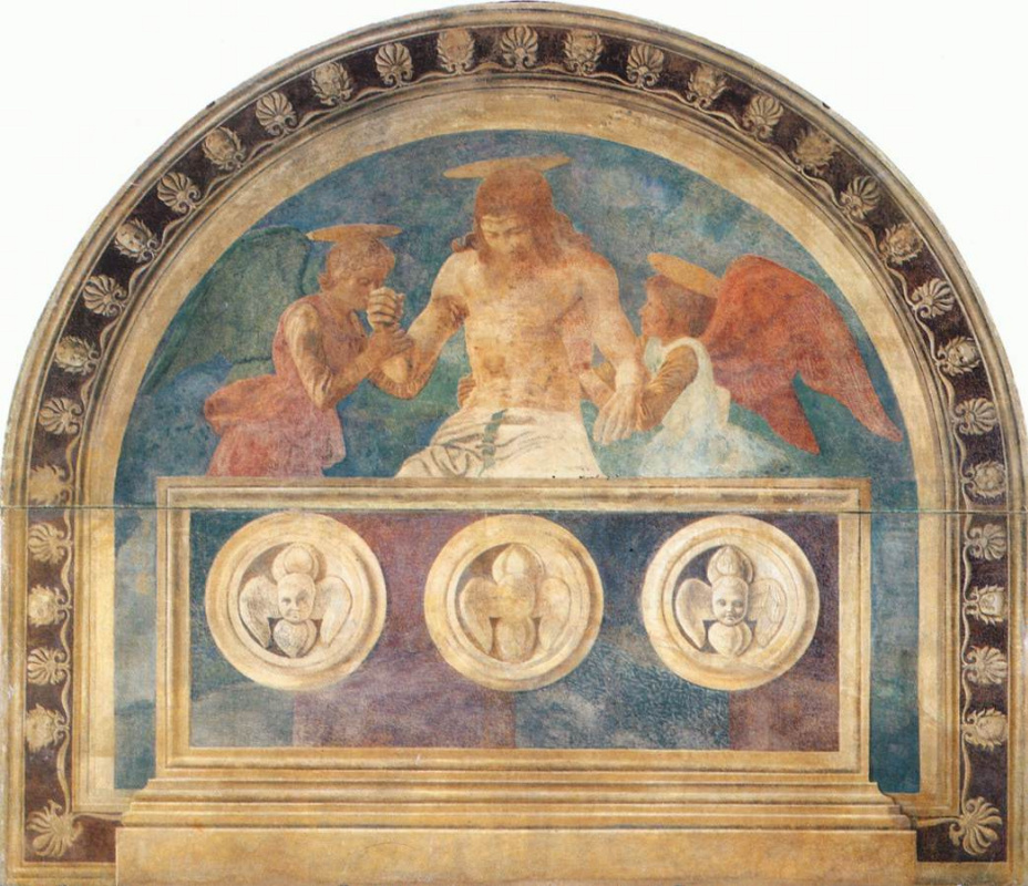 Андреа дель Кастаньо. Христос в гробу с двумя ангелами