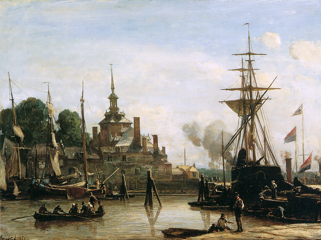 Ян Бартолд Йонгкинд. Вид на гавань Роттердама
