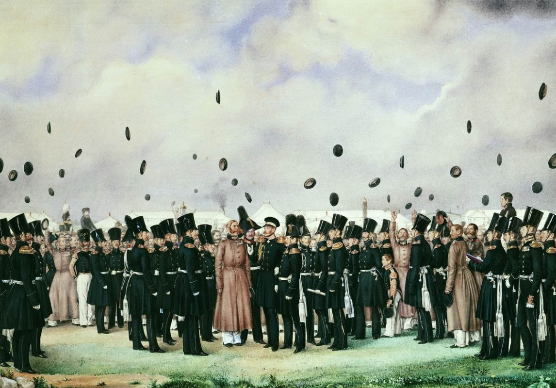 Павел Андреевич Федотов. Встреча в лагере лейб-гвардии Финляндского полка великого князя Михаила Павловича 8 июля 1837
