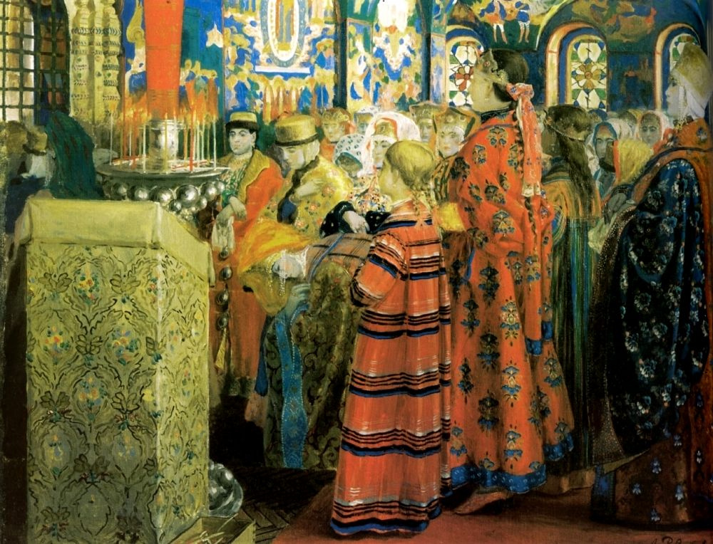 Андрей Петрович Рябушкин. Русские женщины 17 столетия в церкви