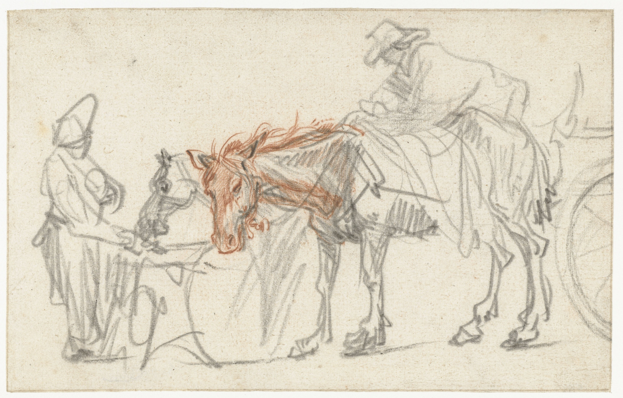 Рембрандт Харменс ван Рейн. Две лошади на стоянке