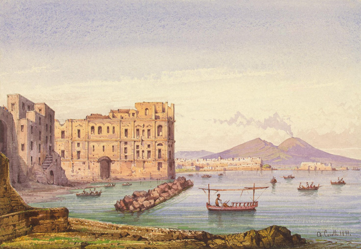 Акилле Карелли. Неаполитанский пейзаж с видом на Везувий