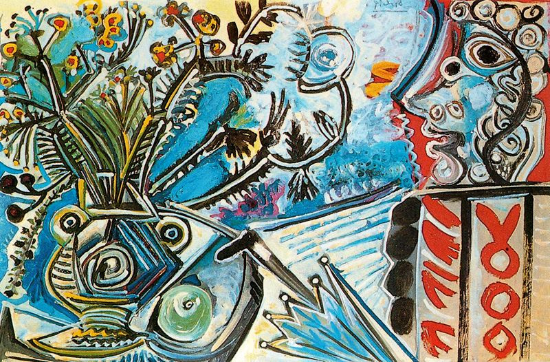 Пабло Пикассо. Цветы и человек с зонтом