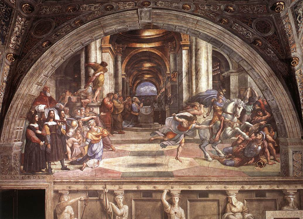 Рафаэль Санти. Станца д’Элиодоро. Фреска "Изгнание Элиодора из храма"