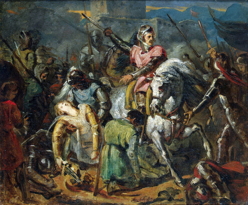 Ари Шеффер. Смерть Гастона де Фуа в битве при Равенне