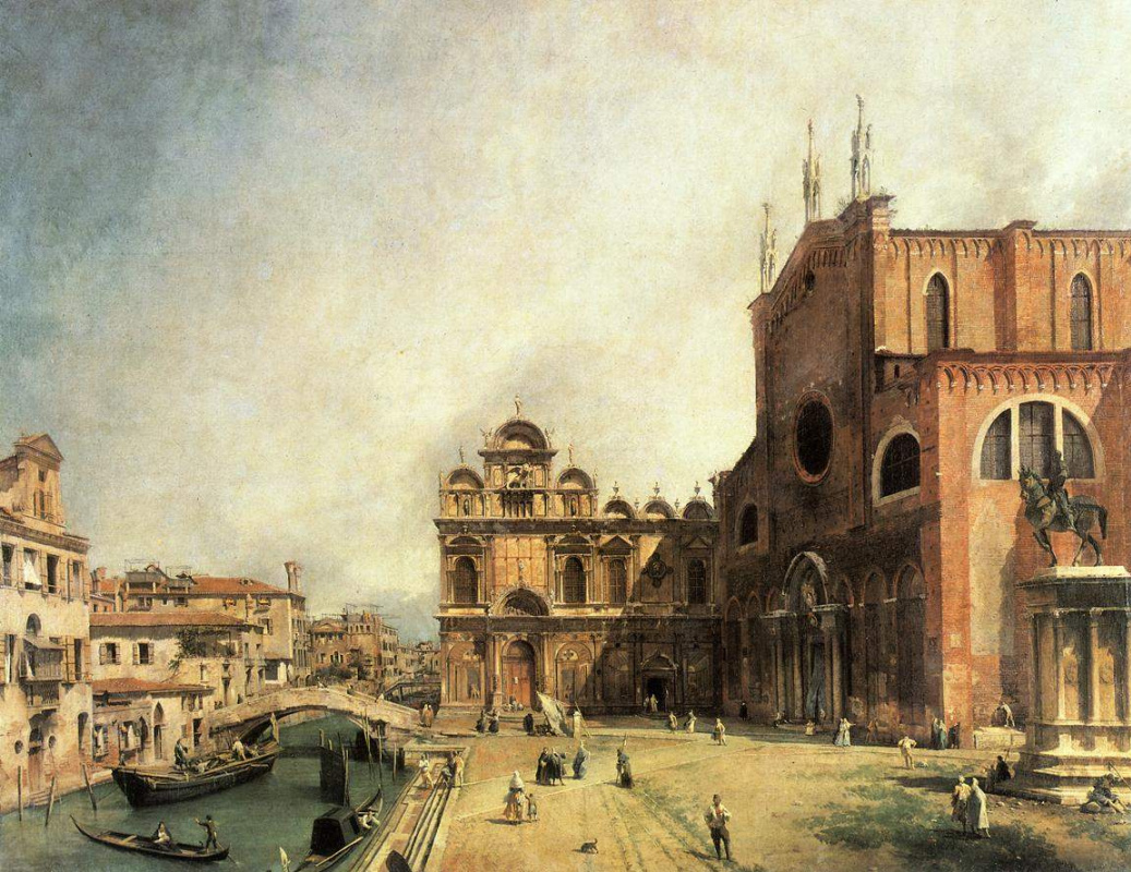 Джованни Антонио Каналь (Каналетто). Площадь перед церковью святых Иоанна и Павла в Венеции