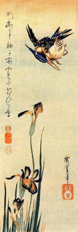 Утагава Хиросигэ. Зимородок и ирисы. Серия "Птицы и цветы"