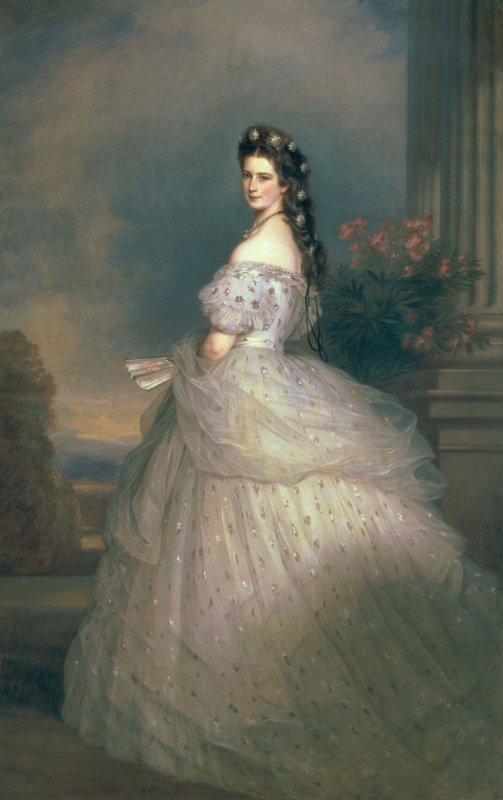 Франц Ксавер Винтерхальтер. Елизавета Баварская, императрица Австрии, жена императора Франца-Иосифа, в парадном платье с алмазными звездами