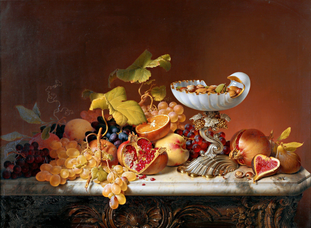 Иоганн Вильгельм Прейер. Натюрморт с фруктами. 1836