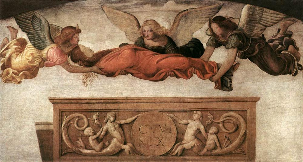 Бернардино Луини. Святая Екатерина, отнесенная к ее могиле ангелами