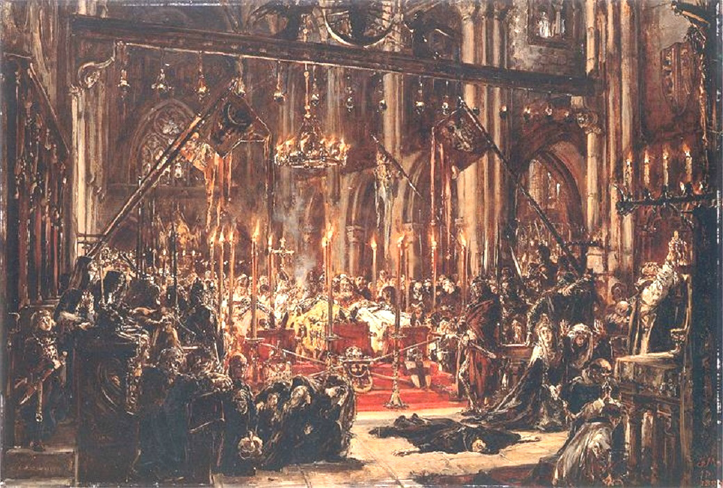 Похоронная церемония в соборе Вроцлава, объединение 1241 года
